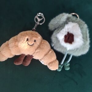 3/$30 Cute Plush Keychain Set - Croissant and Avocado